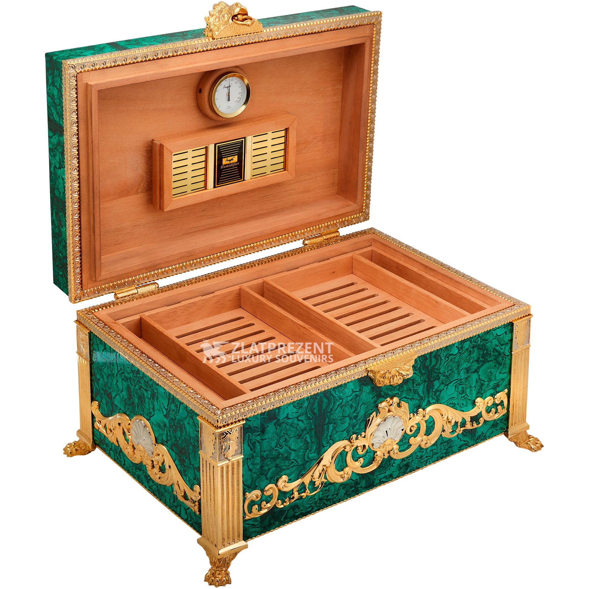 Benign kasket latin Luxury Malachite cigar humidor | ZlatPrezent | Free worldwide shipping